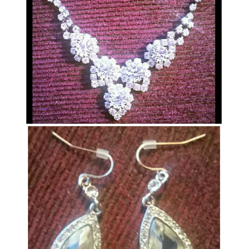 Rhinestone Jewelry Earrings Necklace